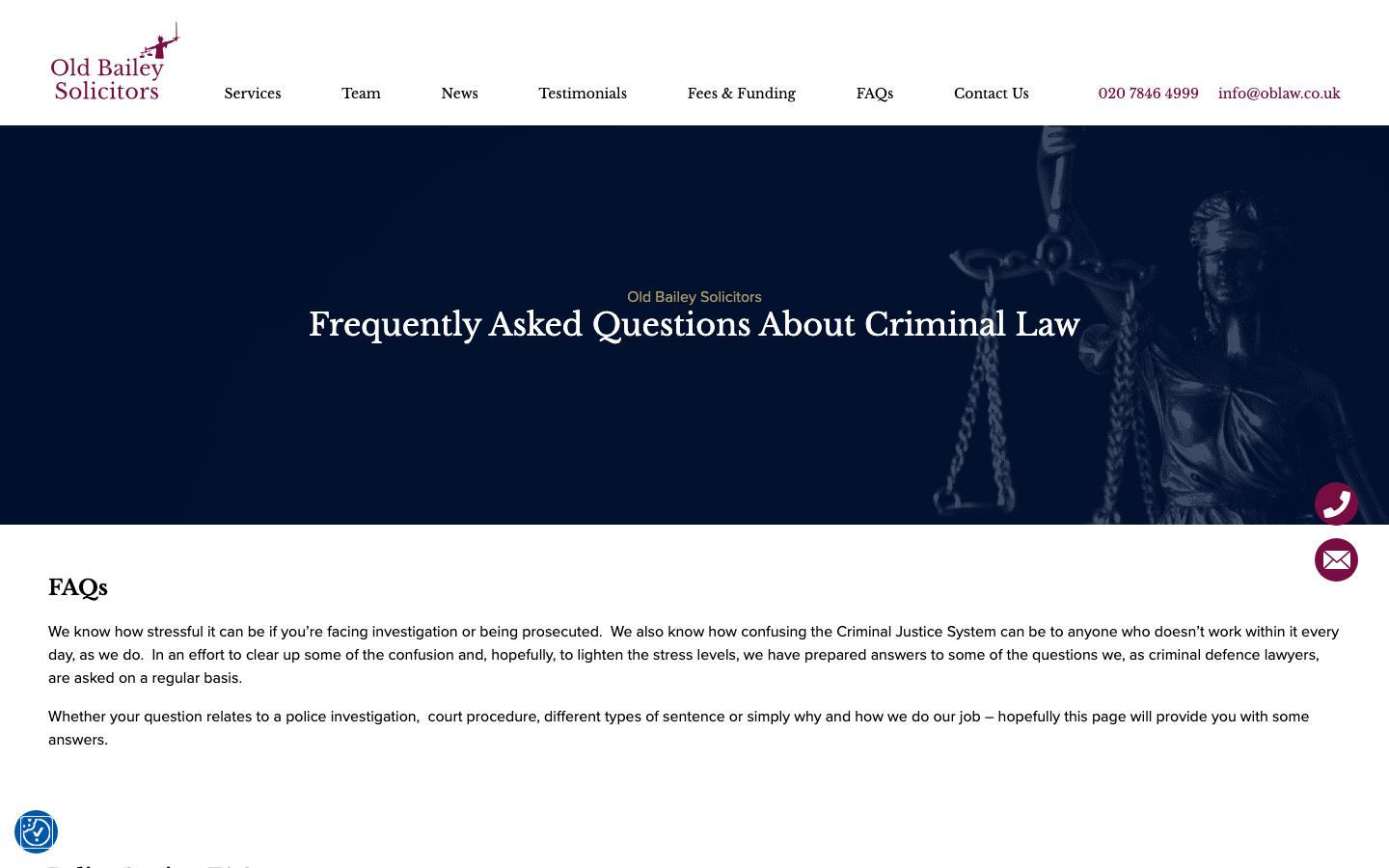 Old Bailey Solicitors — Frequently asked questions